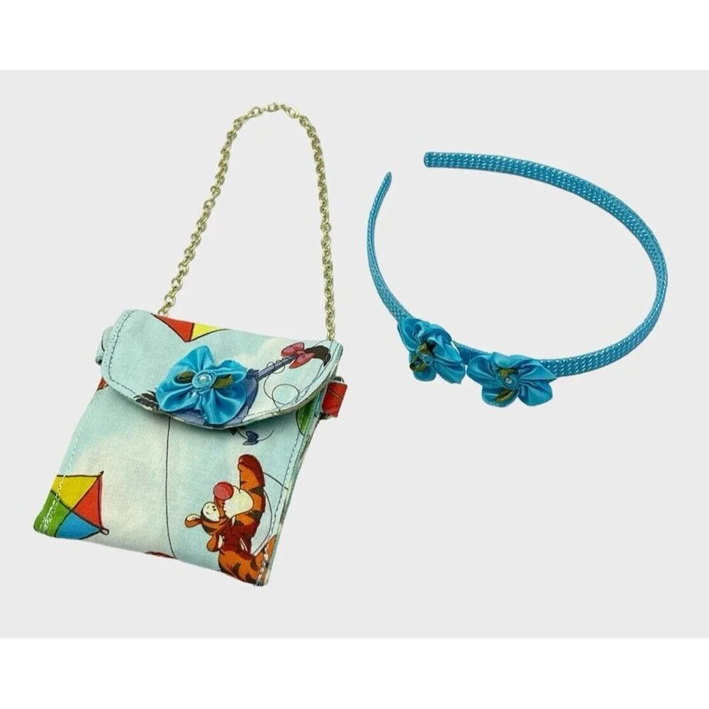 Girls Accessories Blue Purse Bag & Headband Set With Bow Winnie The Pooh